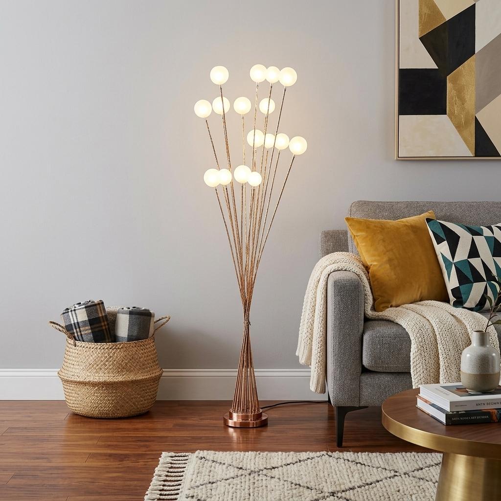 Golden Chrome Contemporary Multi-Light Floor Lamp