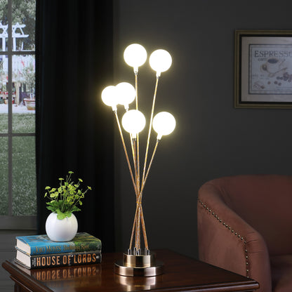 Yellow Gold Six Light Globe Desk or Table Lamp