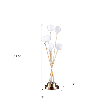 Yellow Gold Six Light Globe Desk or Table Lamp