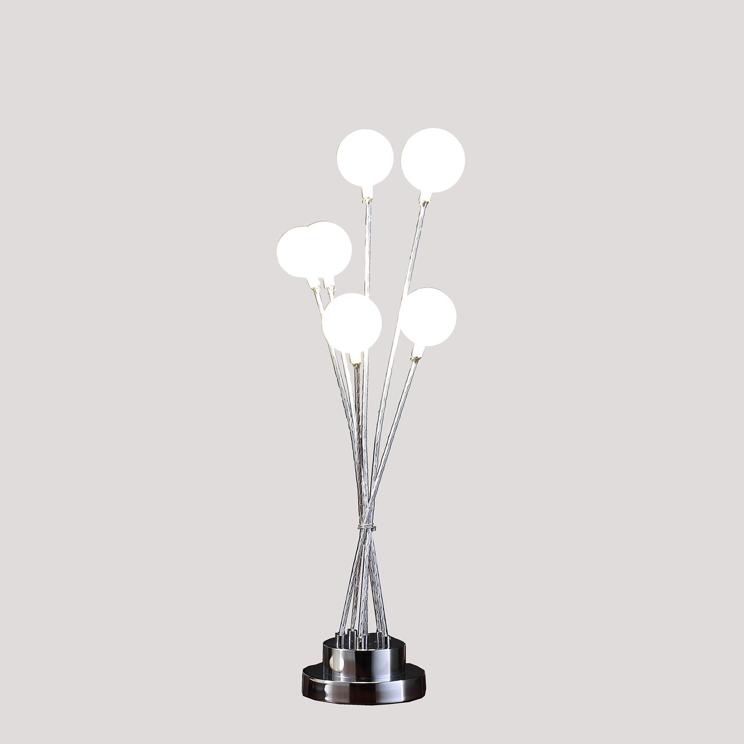 Silver Chrome Six Light Globe Desk or Table Lamp