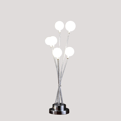 Silver Chrome Six Light Globe Desk or Table Lamp