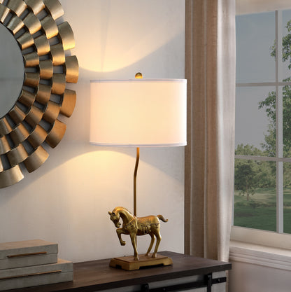 Gold Stallion Horse Table Lamp w/ Shade