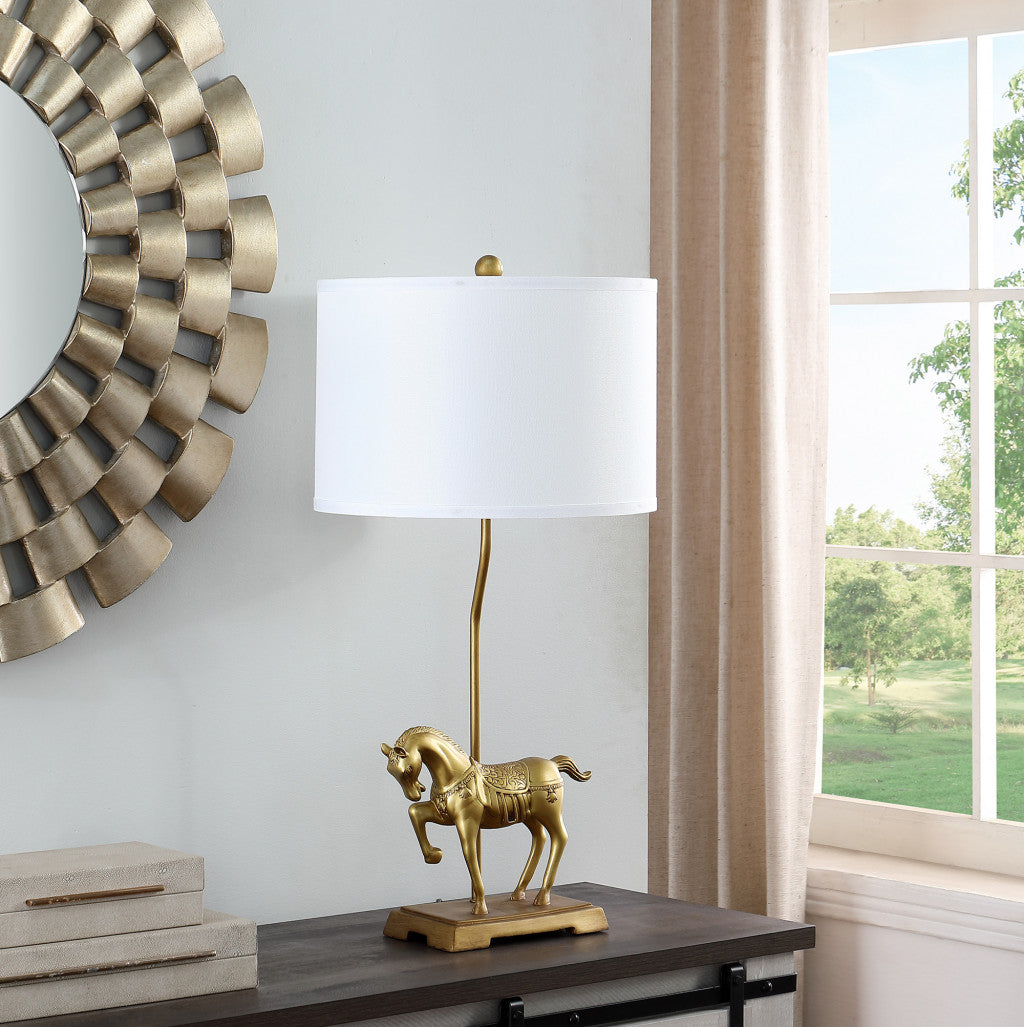 Gold Stallion Horse Table Lamp w/ Shade
