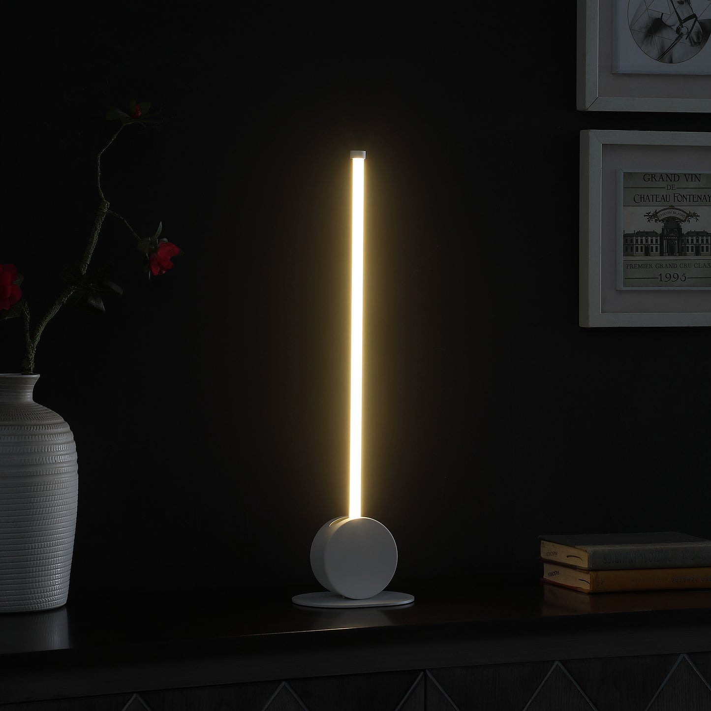 White Leaning Stick Table Lamp
