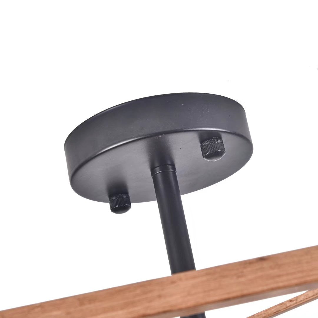 Industrial Wood Square 4 Light Ceiling Fixture