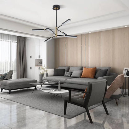 Asymmetric Black & Gold 6 Light Ceiling Light