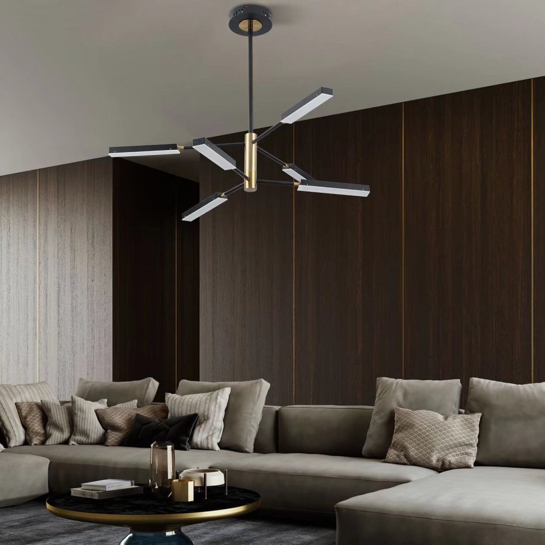 Asymmetric Black & Gold 6 Light Ceiling Light