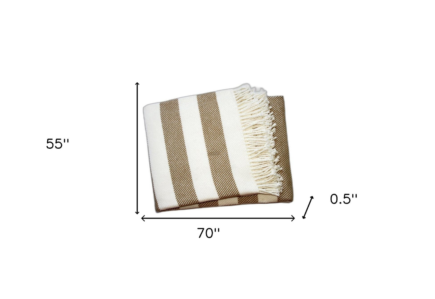 Cream and Stone Slanted Stripe Fringed Throw