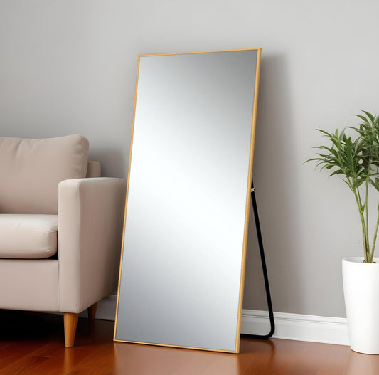 Gold Metal Framed Standing Mirror