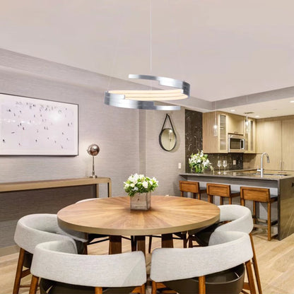 Contemporary Silver Circular Spiral Chandelier