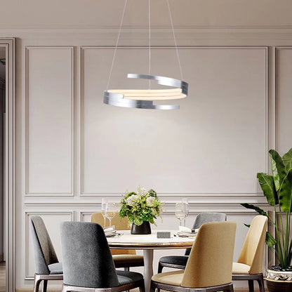 Contemporary Silver Circular Spiral Chandelier