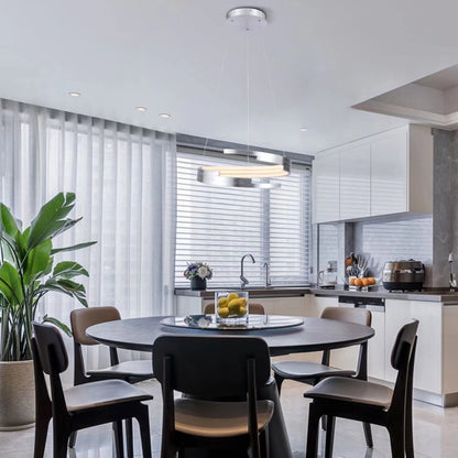 Contemporary Silver Circular Spiral Chandelier