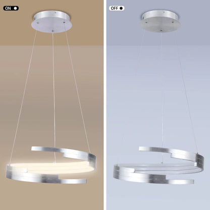 Contemporary Silver Circular Spiral Chandelier