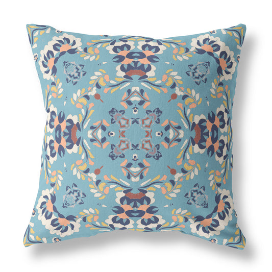 Gray & Blue Suede Geometric Pillow