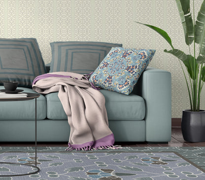 Gray & Blue Suede Geometric Pillow