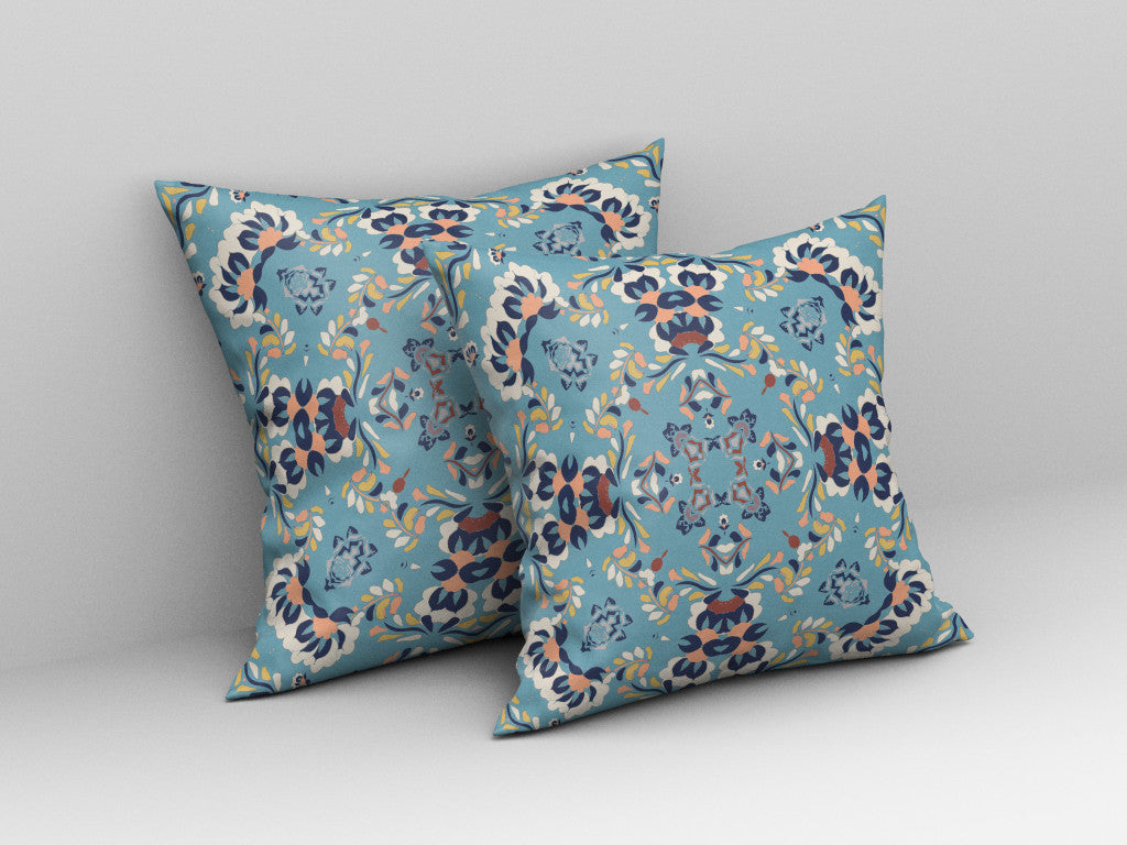 Gray & Blue Suede Geometric Pillow