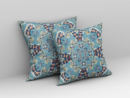 Gray & Blue Suede Geometric Pillow