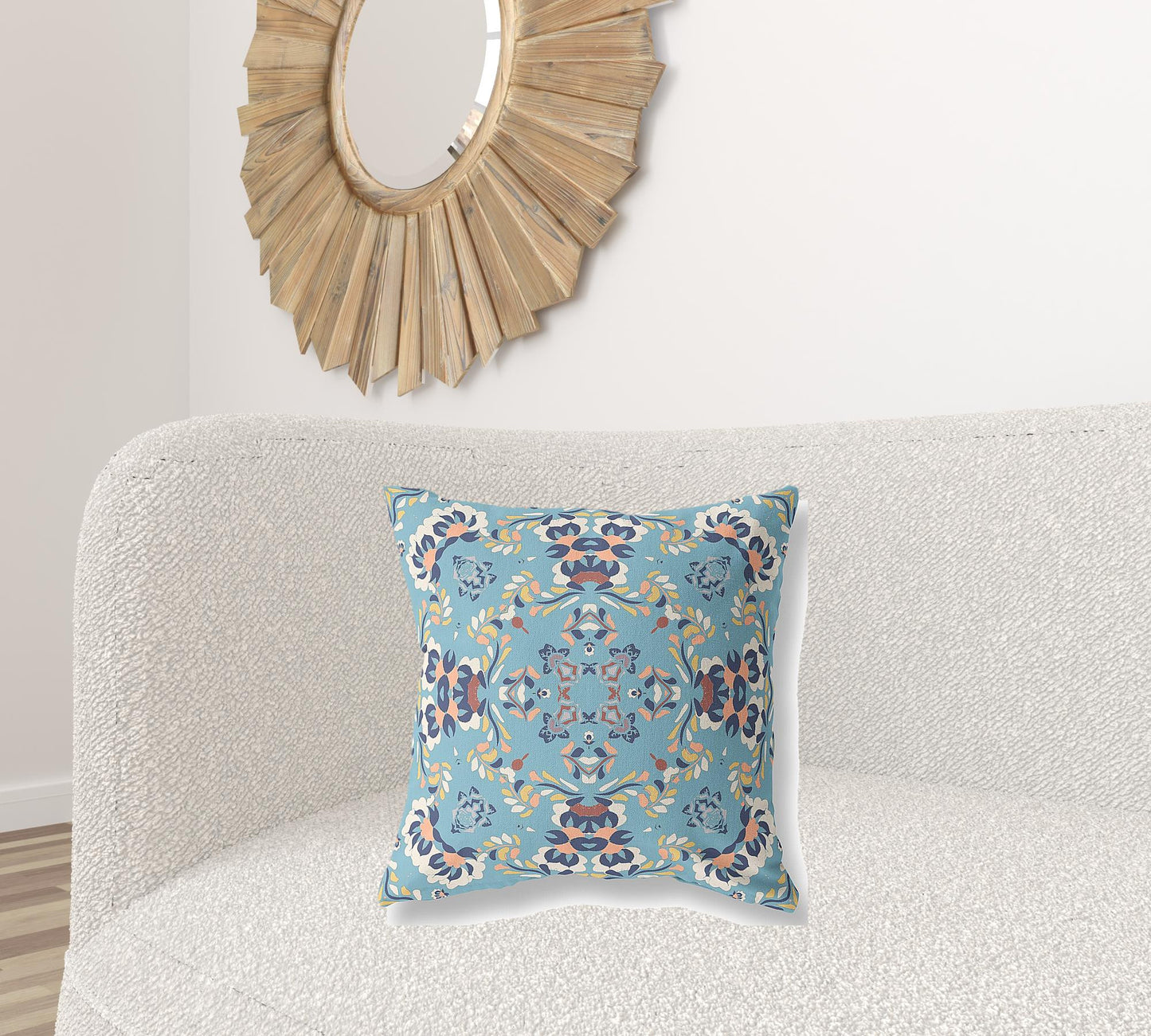 Gray & Blue Suede Geometric Pillow
