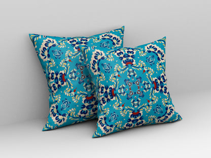 Blue Suede Geometric Pillow