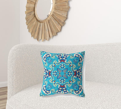 Blue Suede Geometric Pillow
