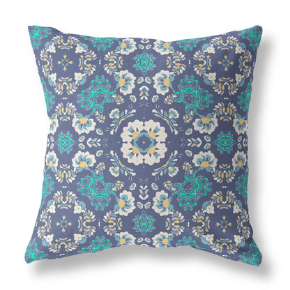 Blue & White Suede Geometric Pillow