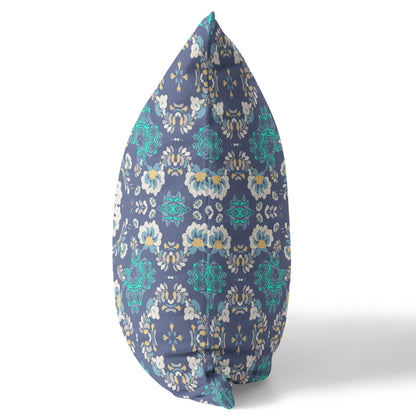Blue & White Suede Geometric Pillow