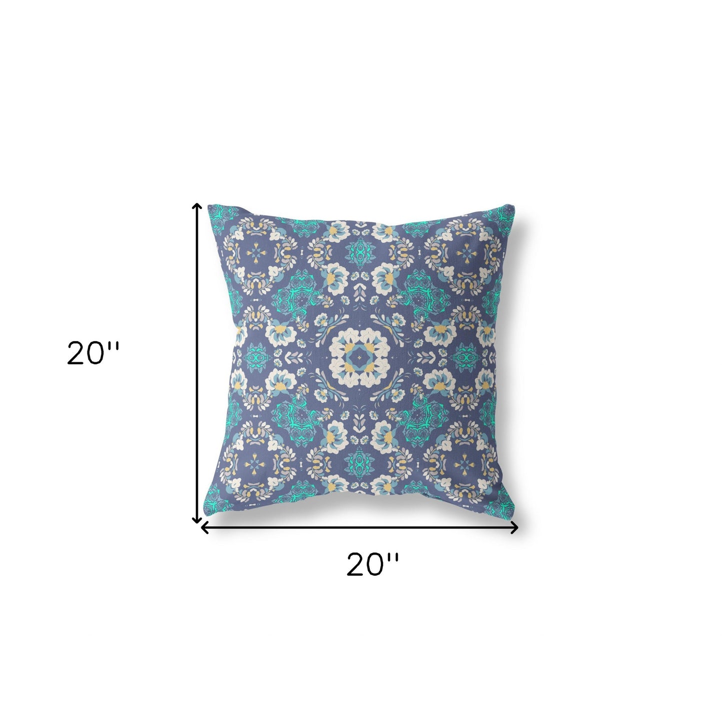 Blue & White Suede Geometric Pillow