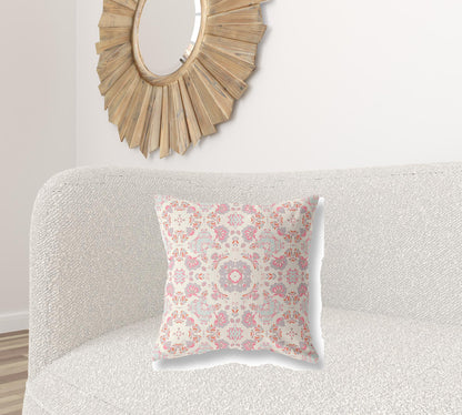 Pink & White Floral Suede Pillow