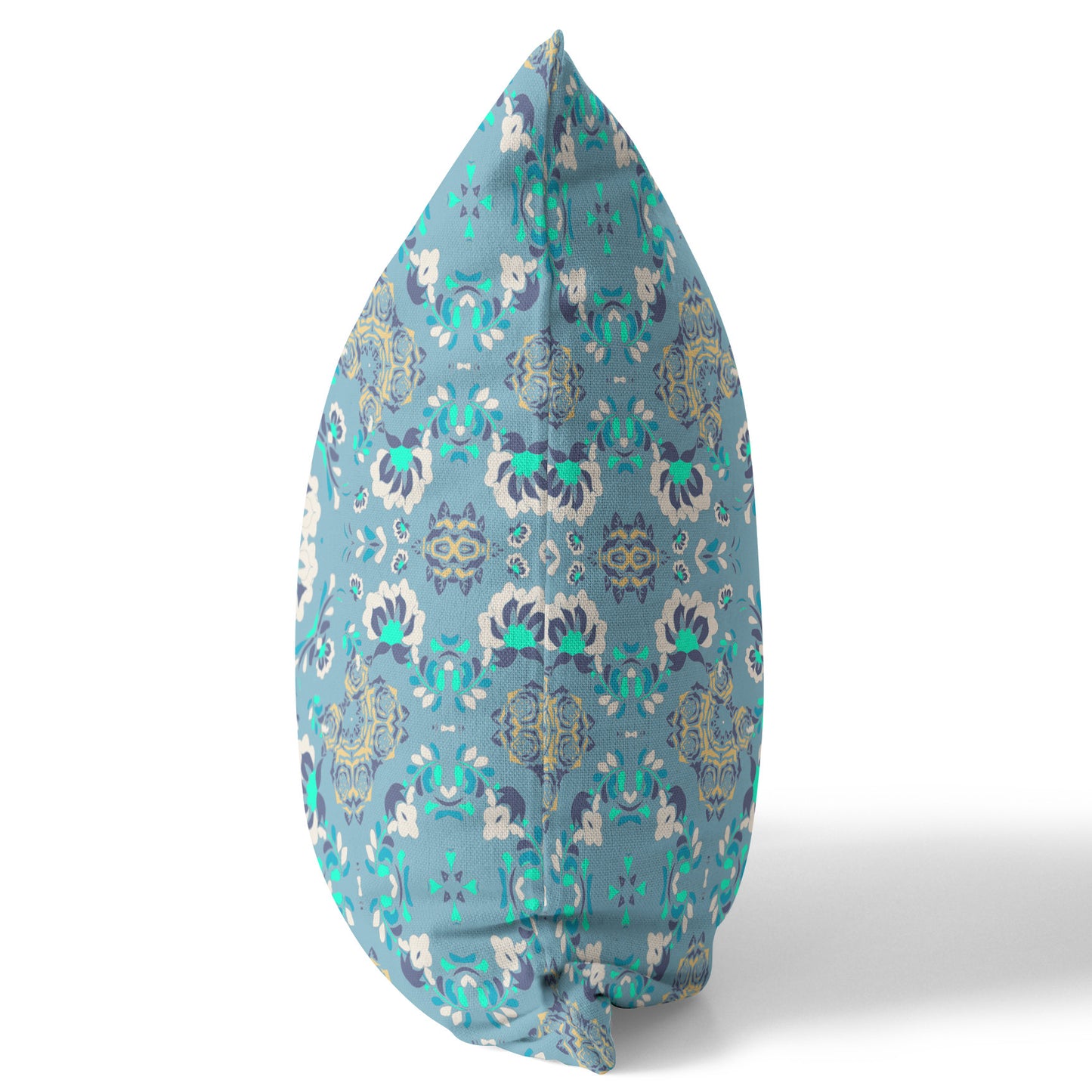 Light Blue Floral Suede Pillow