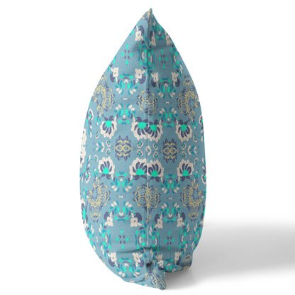 Light Blue Floral Suede Pillow