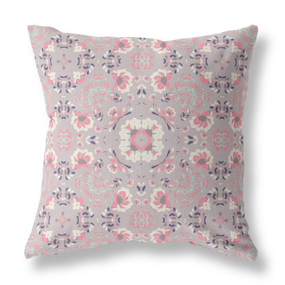 Muted Pink Floral Suede Pillow