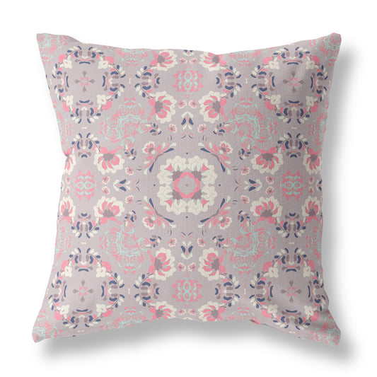 Muted Pink Floral Suede Pillow