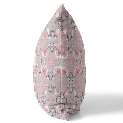 Muted Pink Floral Suede Pillow