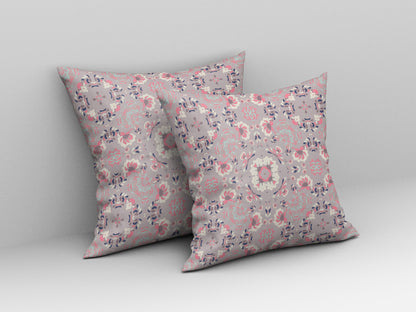 Muted Pink Floral Suede Pillow