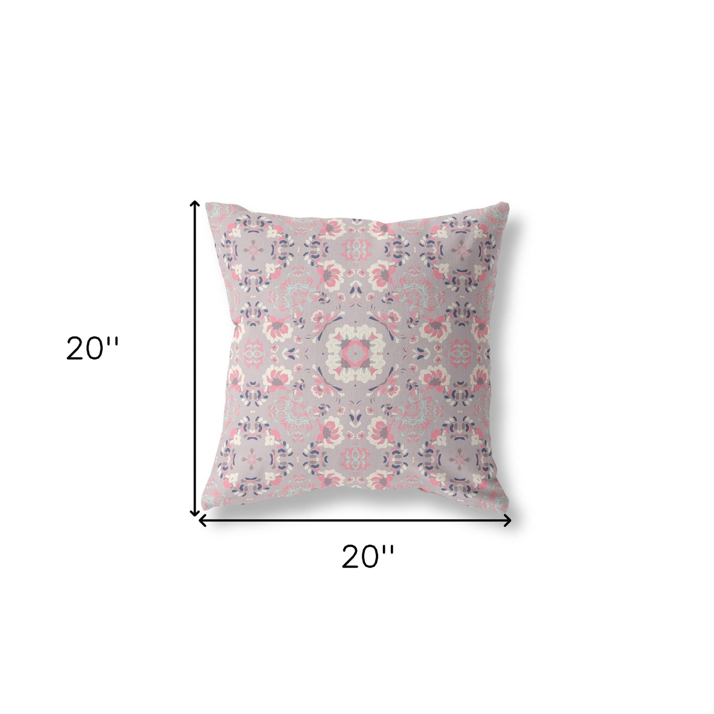 Muted Pink Floral Suede Pillow