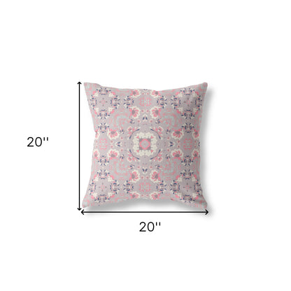 Muted Pink Floral Suede Pillow