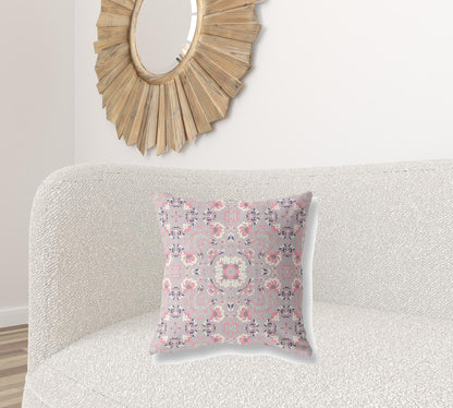 Muted Pink Floral Suede Pillow