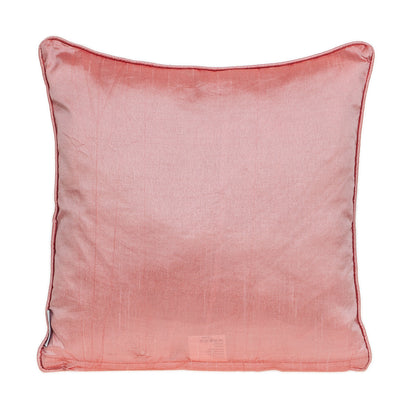 Taupe & Purple Cotton Pillow w/ Embroidery