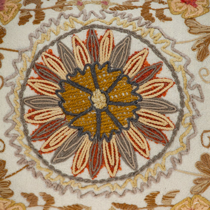 Beige Cotton Pillow w/ Embroidery