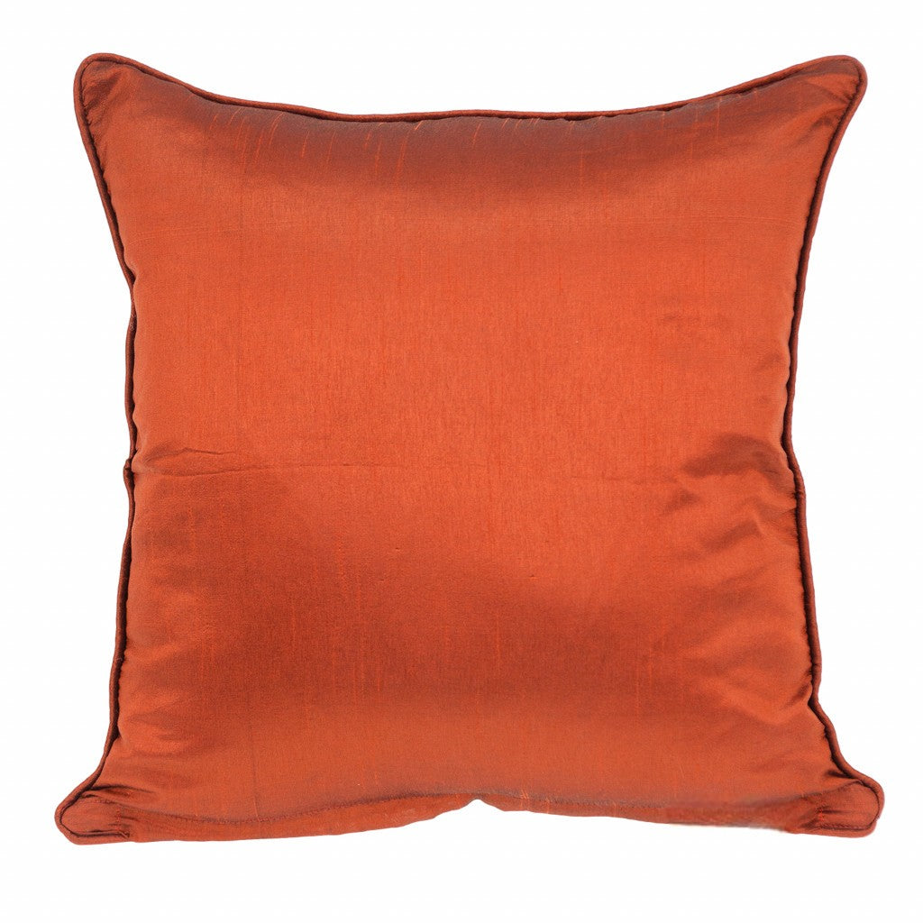 Beige & Brown Cotton Pillow w/ Embroidery