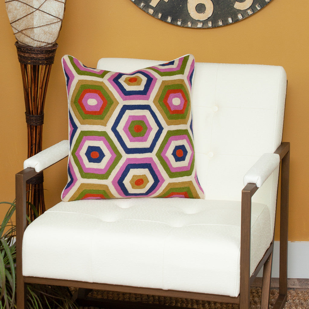 Beige & Pink Cotton Pillow