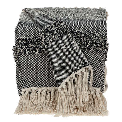 Boho Beige and Black Handloom Weave Throw