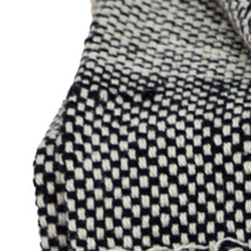 Boho Beige and Black Handloom Weave Throw