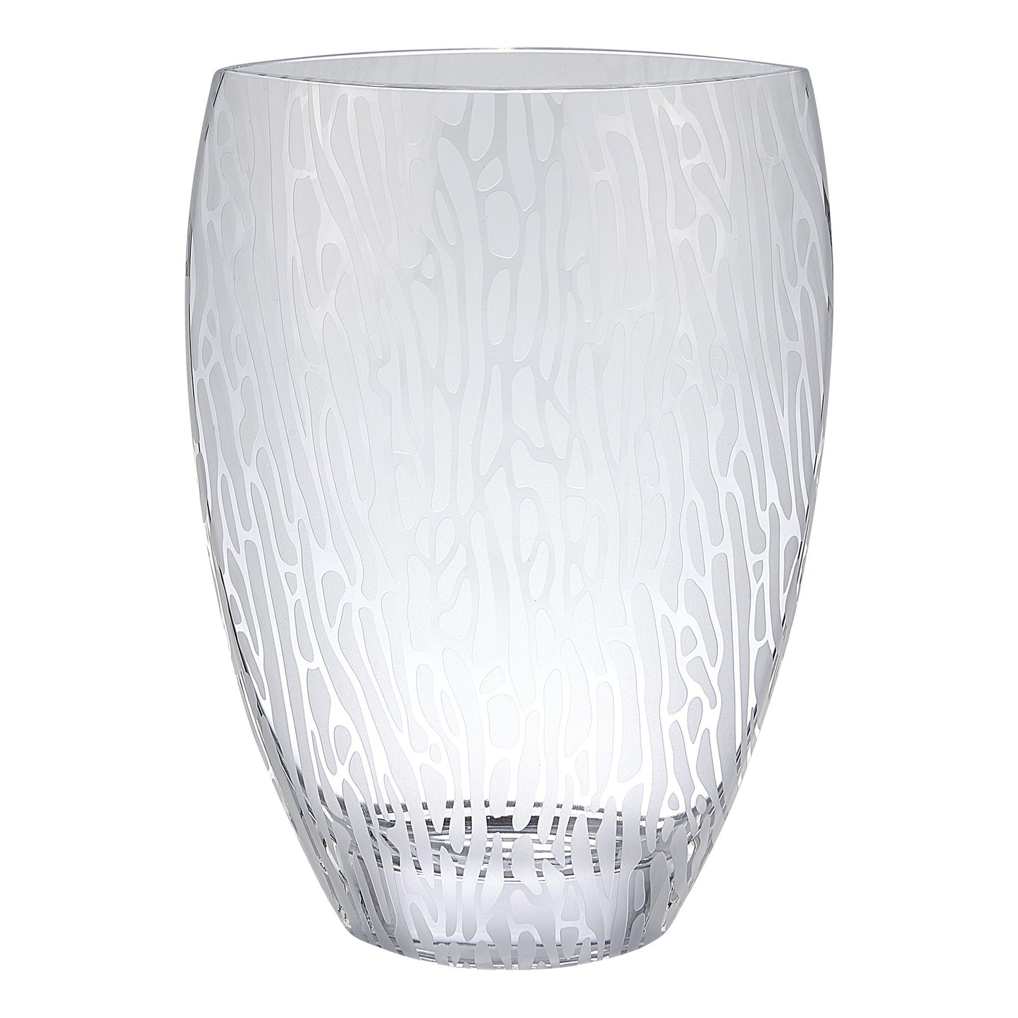 Clear & Frosted Abstract Oval Crystal Table Vase