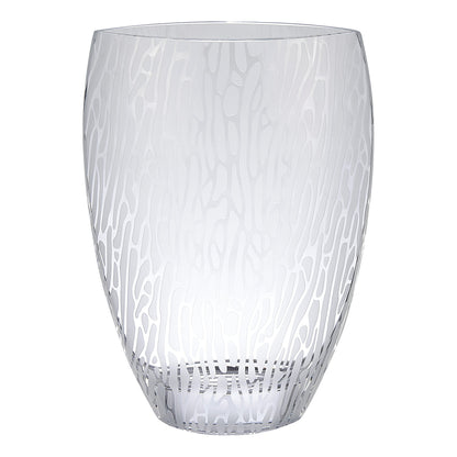 Clear & Frosted Abstract Oval Crystal Table Vase