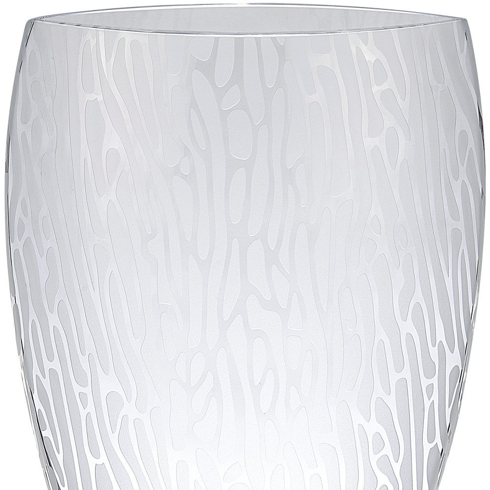 Clear & Frosted Abstract Oval Crystal Table Vase