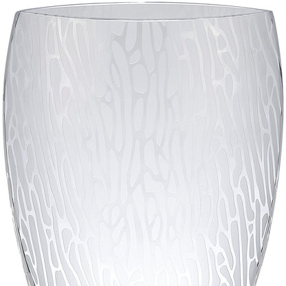 Clear & Frosted Abstract Oval Crystal Table Vase