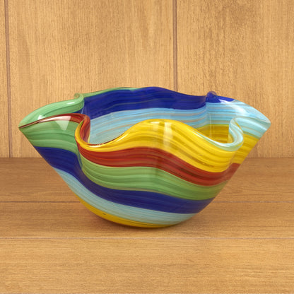 Rainbow Murano Glass Wavy Serving Bowl