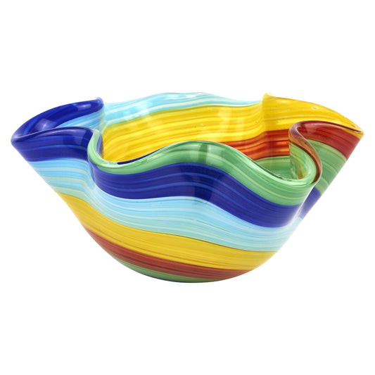 Rainbow Murano Glass Wavy Serving Bowl