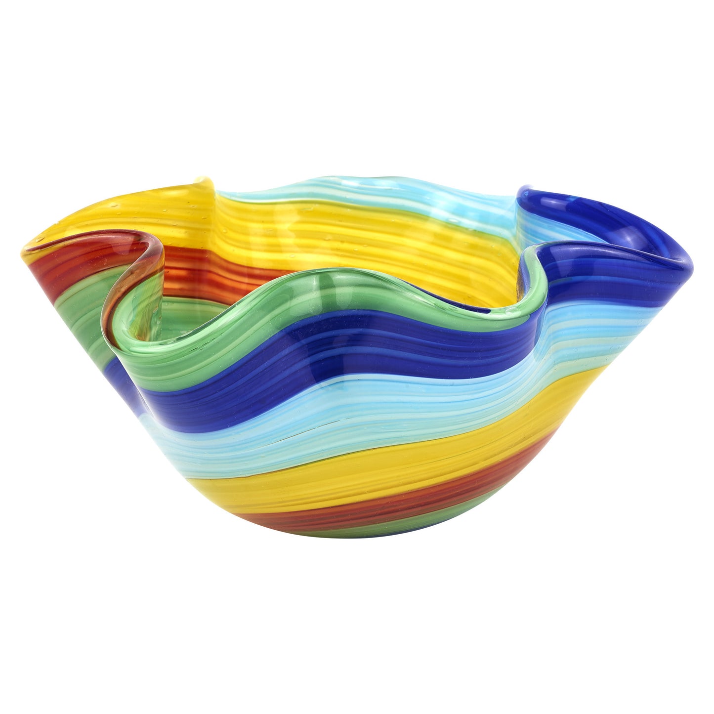 Rainbow Murano Glass Wavy Serving Bowl